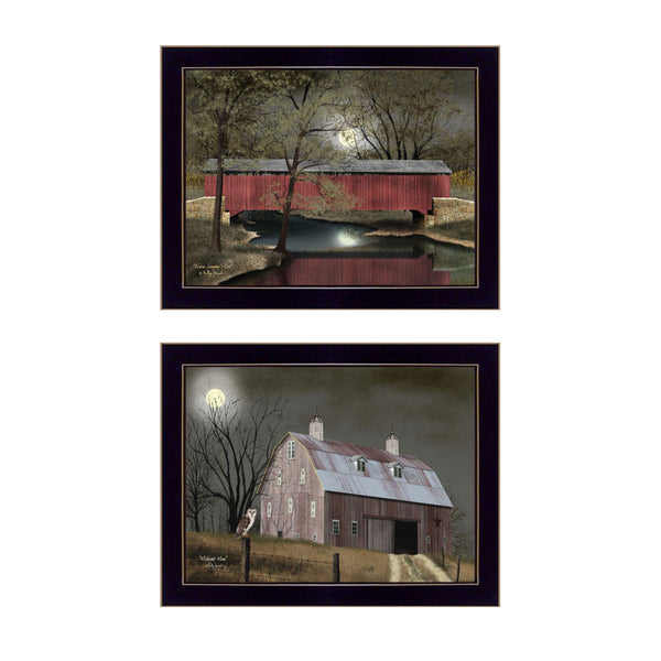 English Elm "midnight Moon" Billy Jacobs 2-piece Framed Wall Art Set with Matte Black Wood Frame B06786889