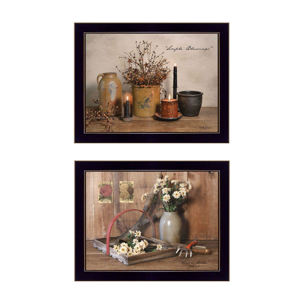 English Elm "simple Blessings Billy Jacobs Two Panel Framed Farmhouse Wall Art for Rustic Home Decor B06786890