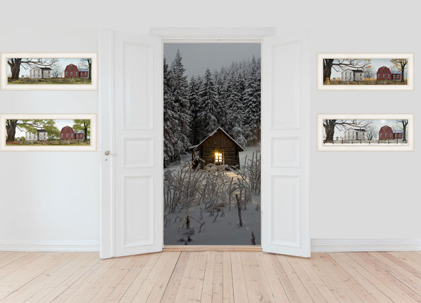 English Elm "four Seasons" Billy Jacobs Pastoral Art Prints White Framed Set for Farmhouse Walls B06786891