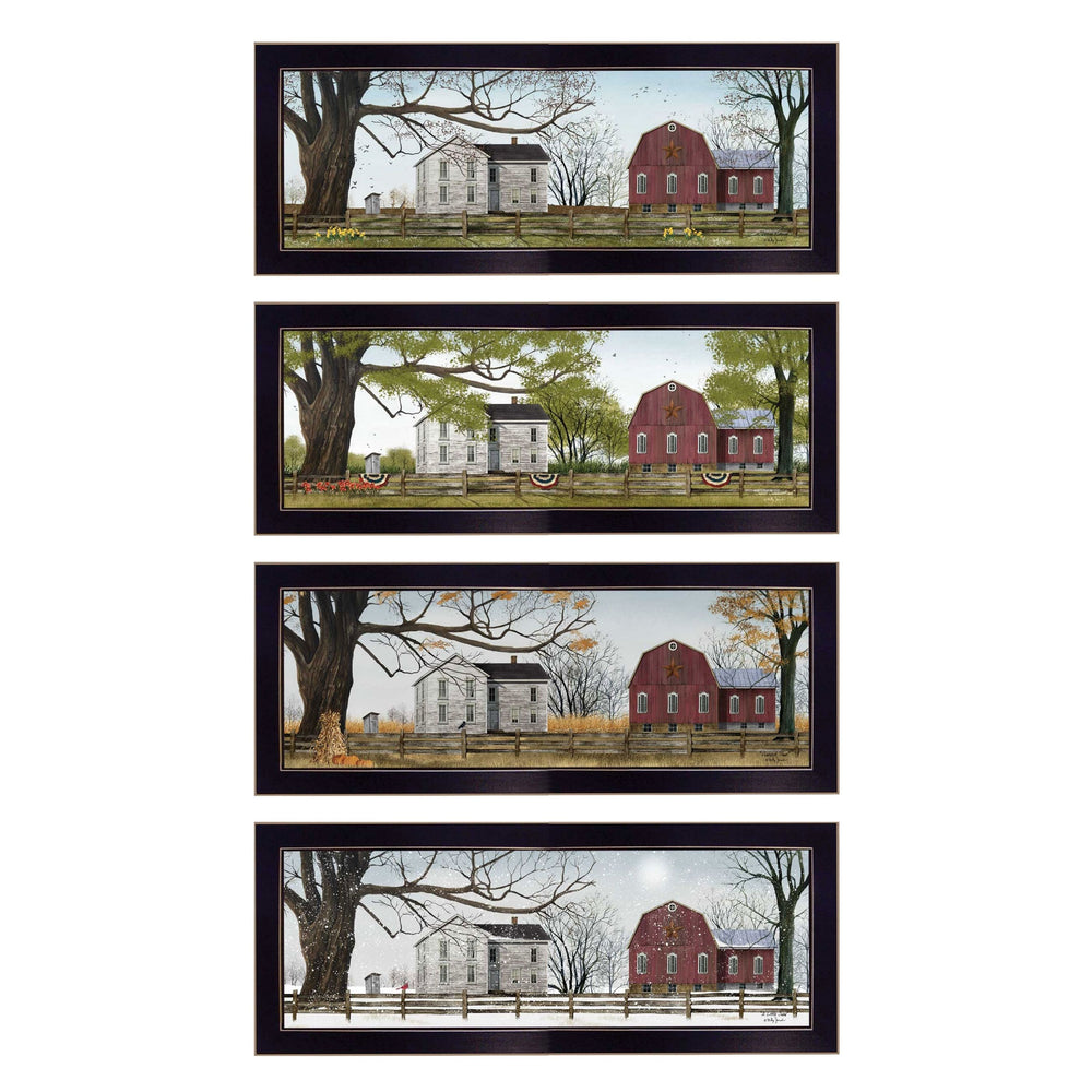 English Elm Trendy Decor 4u Billy Jacobs Pastoral Seasons Wood Framed Art for Farmhouse Living B06786894