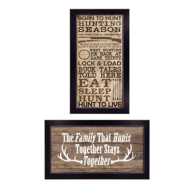 English Elm "hunting Season" 2 Panel Framed Wall Art Set with Matte Black Wood for Gallery Display B06786898