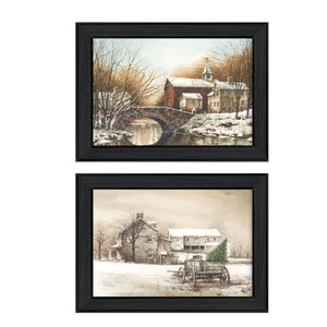 English Elm "winter Reflections" 2-piece Framed Wall Art Set with Matte Black Wood Gallery Frame B06786899