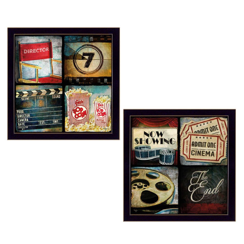 English Elm "at the Movies" 2-piece Cinema Wall Art Set Black Framed Prints for Media Rooms B06786911