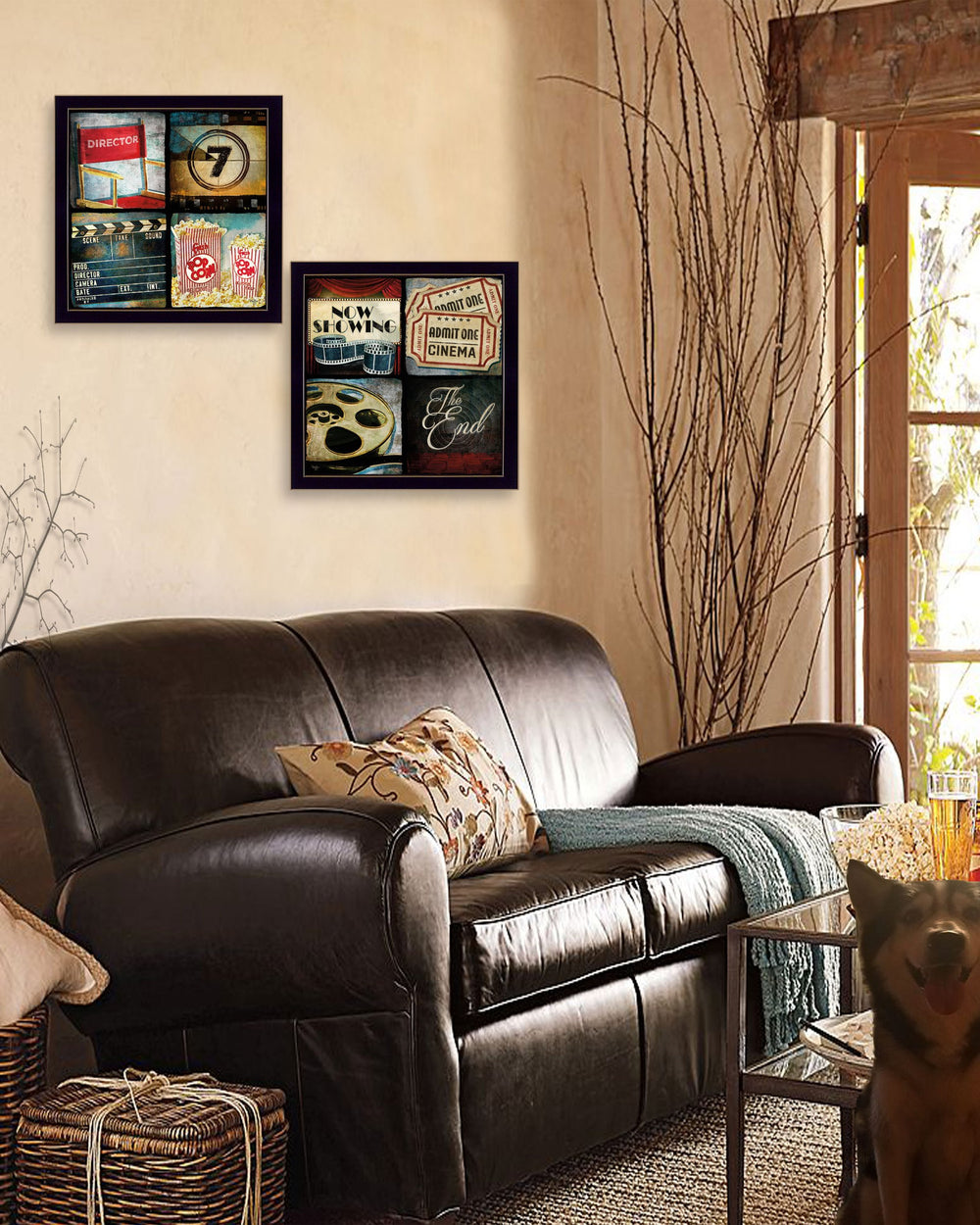 English Elm "at the Movies" 2-piece Cinema Wall Art Set Black Framed Prints for Media Rooms B06786911