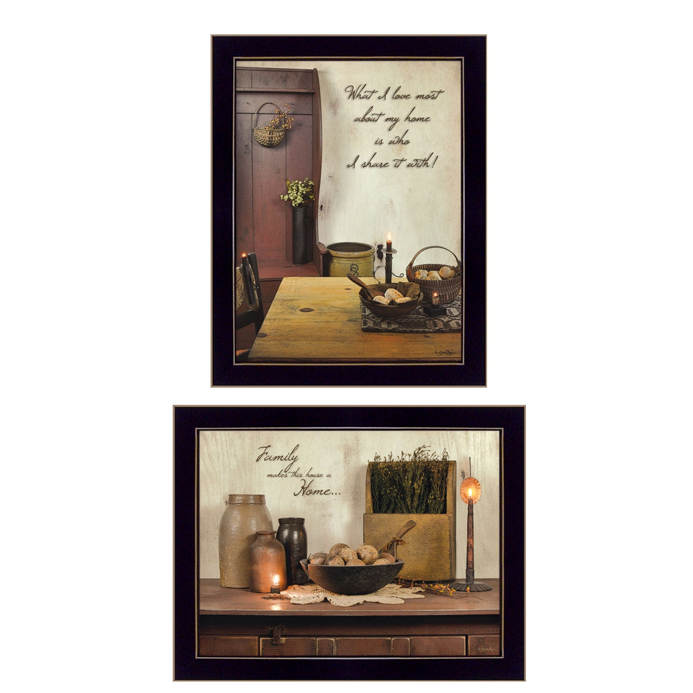 English Elm "home and Family Collection" Susan Boyer 2-piece Framed Art Set Black Wood B06786928