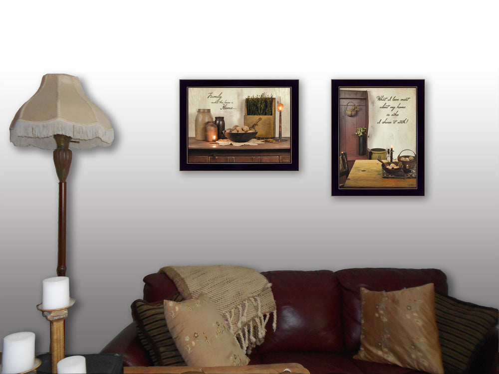 English Elm "home and Family Collection" Susan Boyer 2-piece Framed Art Set Black Wood B06786928