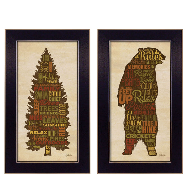 English Elm Trendy Decor 4u Cabin Rules Farmhouse Typography Framed Art Ready to Hang Lodge Print B06786943