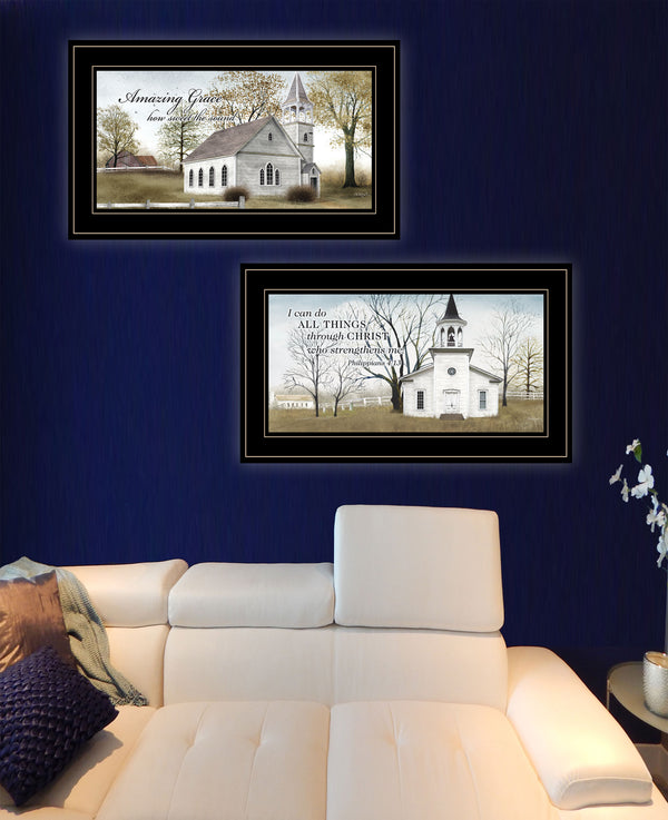 English Elm "amazing Grace" Billy Jacobs Two Piece Framed Canvas Art for Farmhouse Wall Decor B06787795