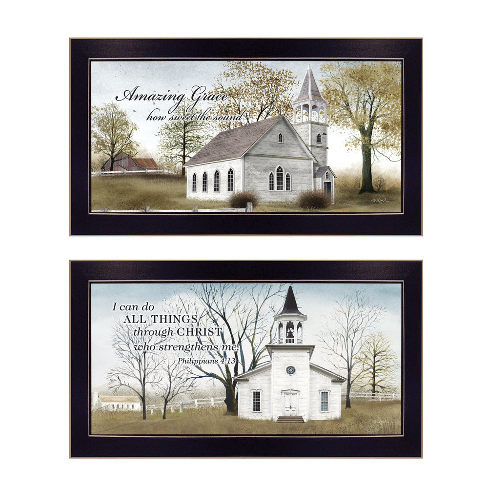 English Elm "amazing Grace" Billy Jacobs 2-piece Framed Wall Art Set with Black Wood Panels B06786952