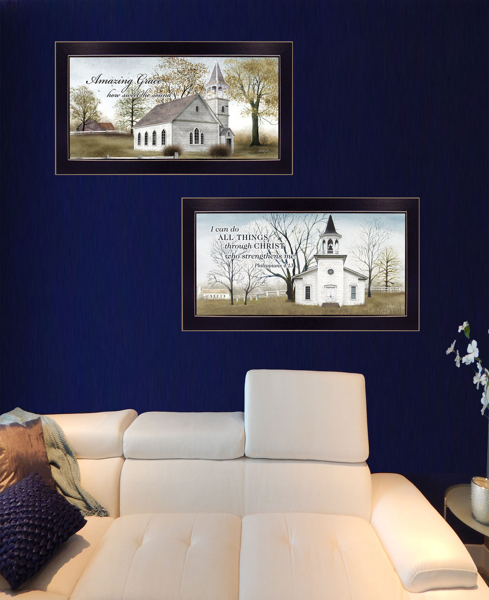 English Elm "amazing Grace" Billy Jacobs 2-piece Framed Wall Art Set with Black Wood Panels B06786952