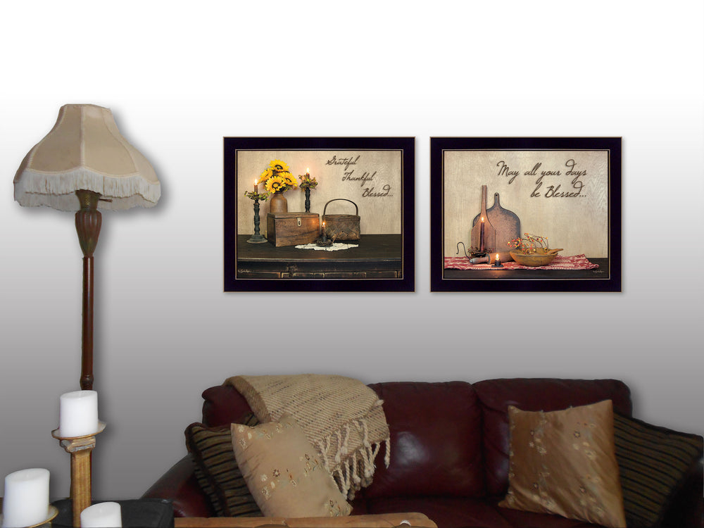 English Elm "twice Blessed" Susan Boyer 2-piece Framed Print Set for Modern Living Rooms B06786993