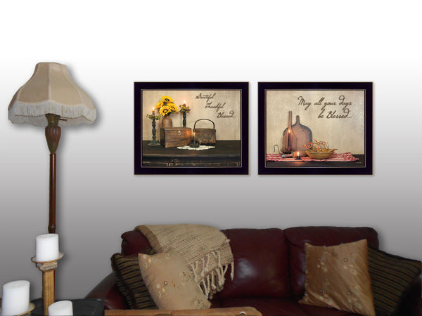 English Elm "twice Blessed" Susan Boyer 2-piece Framed Print Set for Modern Living Rooms B06786993