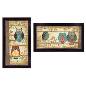 English Elm "the the Wise Owls Annie Lapoint Two Piece Framed Woodland Art Set Ready to Hang B06787010