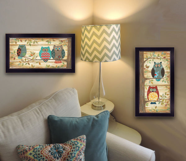 English Elm "the the Wise Owls Annie Lapoint Two Piece Framed Woodland Art Set Ready to Hang B06787010