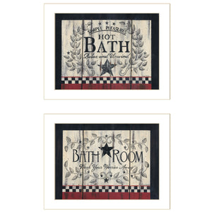 English Elm "hot Bath" Linda Spivey Folk Art Two Piece Framed Print Set for Bathroom Walls B06787025