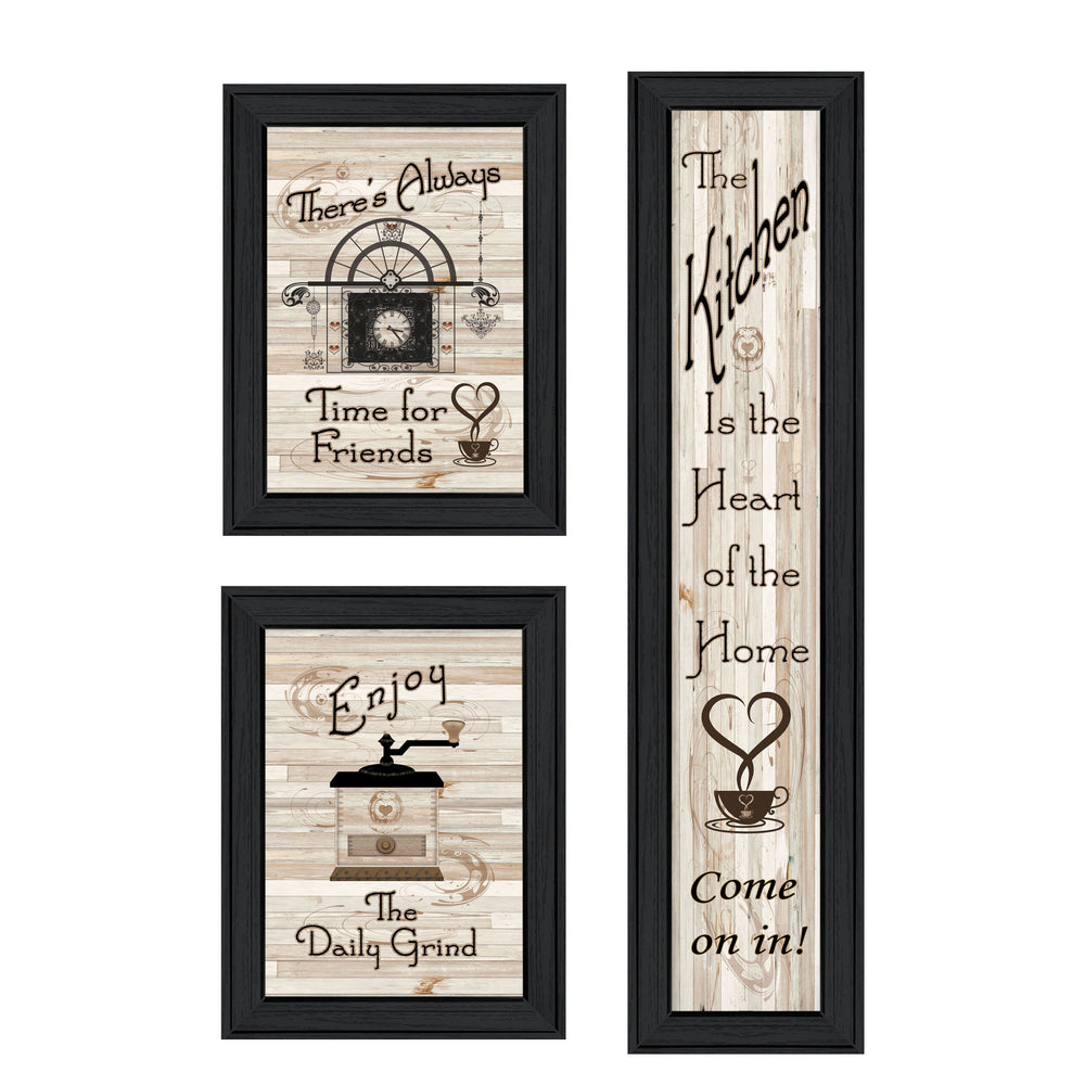 English Elm "the the Kitchen Collection Triptych Wood Framed Wall Art Set for Modern Dining Spaces B06787041
