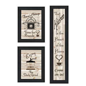 English Elm "the the Kitchen Collection Triptych Wood Framed Wall Art Set for Modern Dining Spaces B06787041