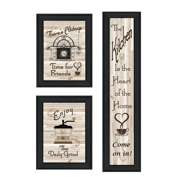 English Elm "the the Kitchen Collection Triptych Wood Framed Wall Art Set for Modern Dining Spaces B06787041
