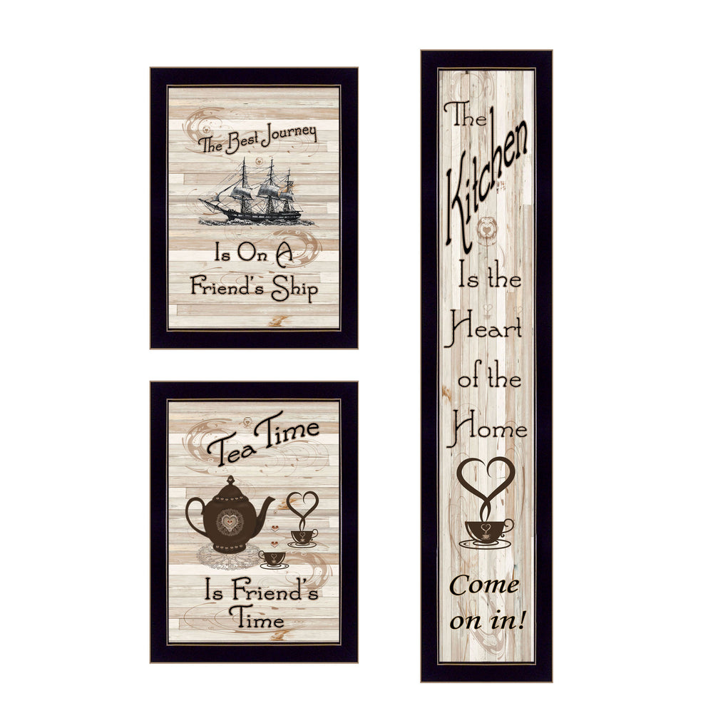 English Elm "the the Kitchen Collection Triptych Black Framed Wall Art Set for Dining and Living Spaces B06787046