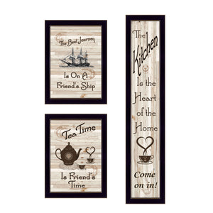 English Elm "the the Kitchen Collection Triptych Black Framed Wall Art Set for Dining and Living Spaces B06787046
