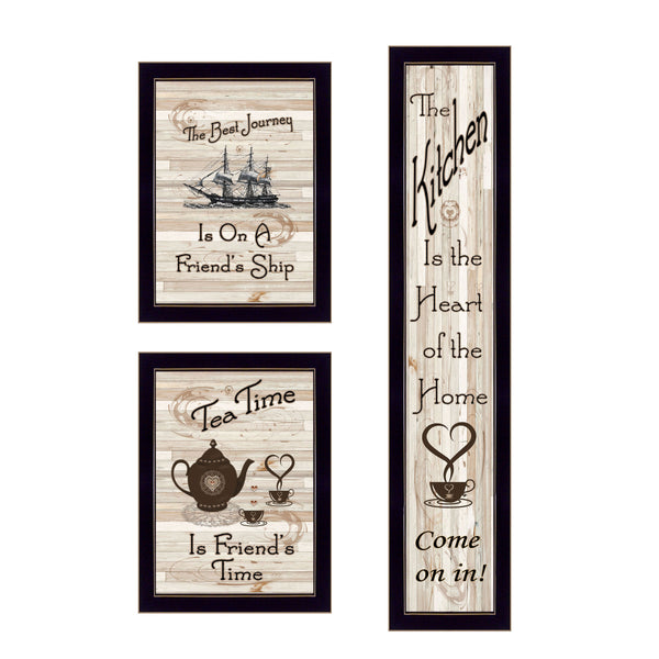 English Elm "the the Kitchen Collection Triptych Black Framed Wall Art Set for Dining and Living Spaces B06787046