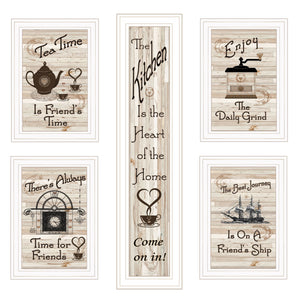 English Elm "kitchen Friendship Five Piece Framed Wall Art Set Rustic Decor for Dining Nooks B06787802
