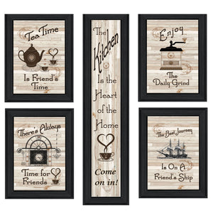English Elm "kitchen Friendship Five Piece Framed Vignette Set with Matte Black Wood Gallery Wall Art B06787049