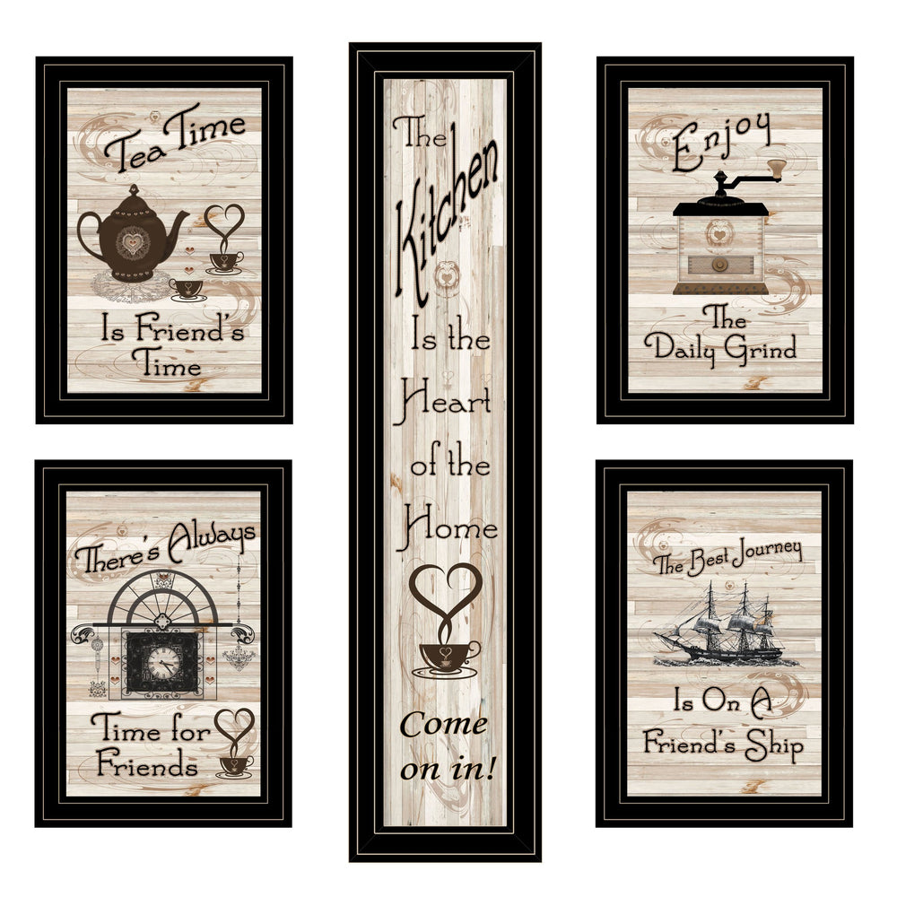 English Elm "kitchen Friendship Five Piece Framed Vignette Culinary Wall Art for Dining Rooms B06787803