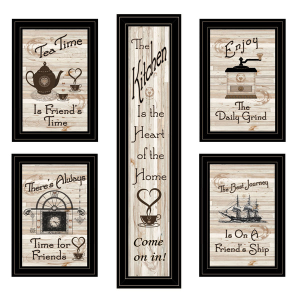 English Elm "kitchen Friendship Five Piece Framed Vignette Culinary Wall Art for Dining Rooms B06787803