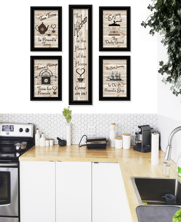 English Elm "kitchen Friendship Five Piece Framed Vignette Culinary Wall Art for Dining Rooms B06787803
