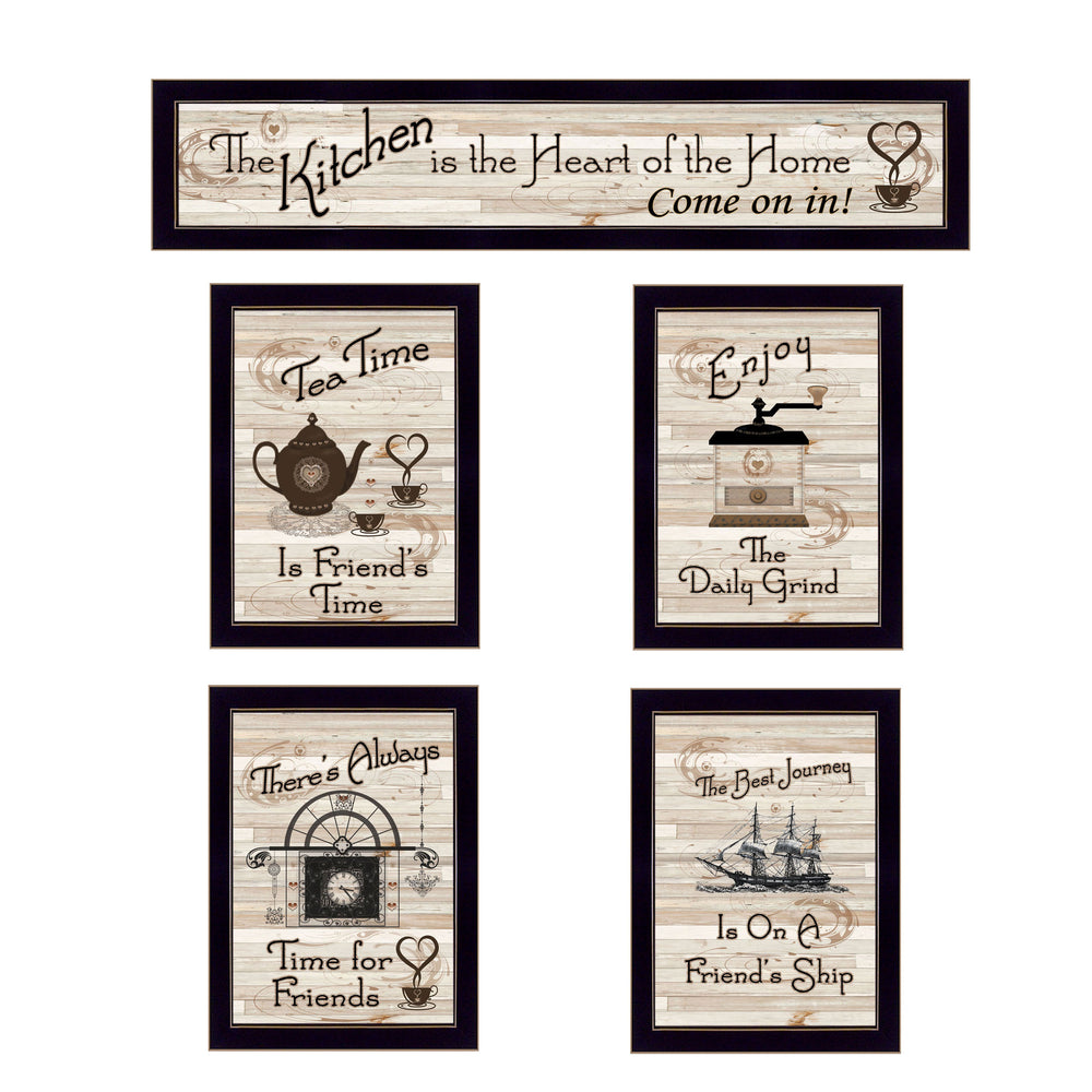 English Elm Trendy Farmhouse Five Piece Framed Vignette Set for Living Room or Bedroom Wall B06787054