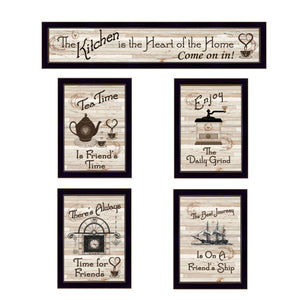 English Elm Trendy Farmhouse Five Piece Framed Vignette Set for Living Room or Bedroom Wall B06787054
