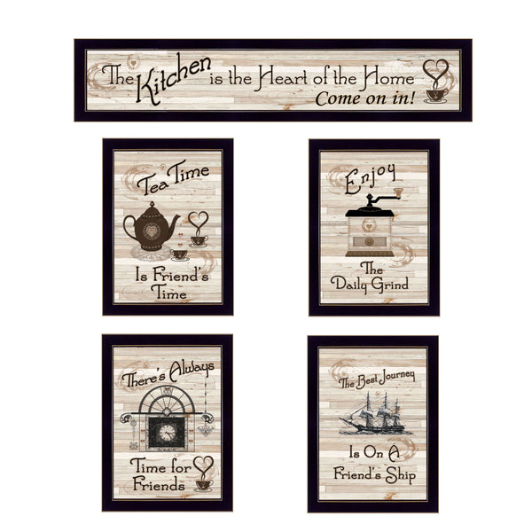 English Elm Trendy Farmhouse Five Piece Framed Vignette Set for Living Room or Bedroom Wall B06787054