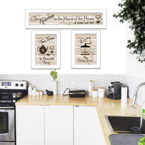 English Elm "kitchen Friendship Framed Wall Art 3 Piece Set White Gallery Vignette Dining Decor B06787057