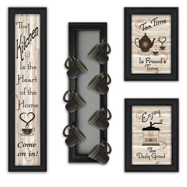 English Elm "kitchen Collection V" Matte Black Framed Wall Vignette with Integrated Mug Rack B06787073