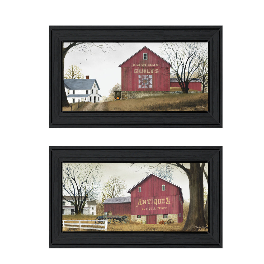 English Elm "antique Barn" Billy Jacobs 2-piece Framed Pastoral Wall Art for Farmhouse Decor B06787085