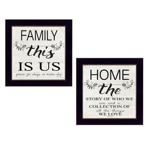 English Elm "family" 2 Piece Framed Wall Art Set with Matte Black Wood Frame Gallery Finish B06787090