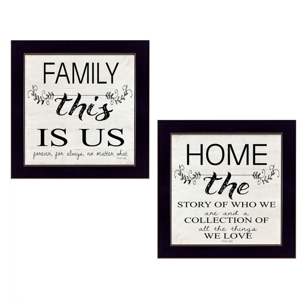 English Elm "family" 2 Piece Framed Wall Art Set with Matte Black Wood Frame Gallery Finish B06787090