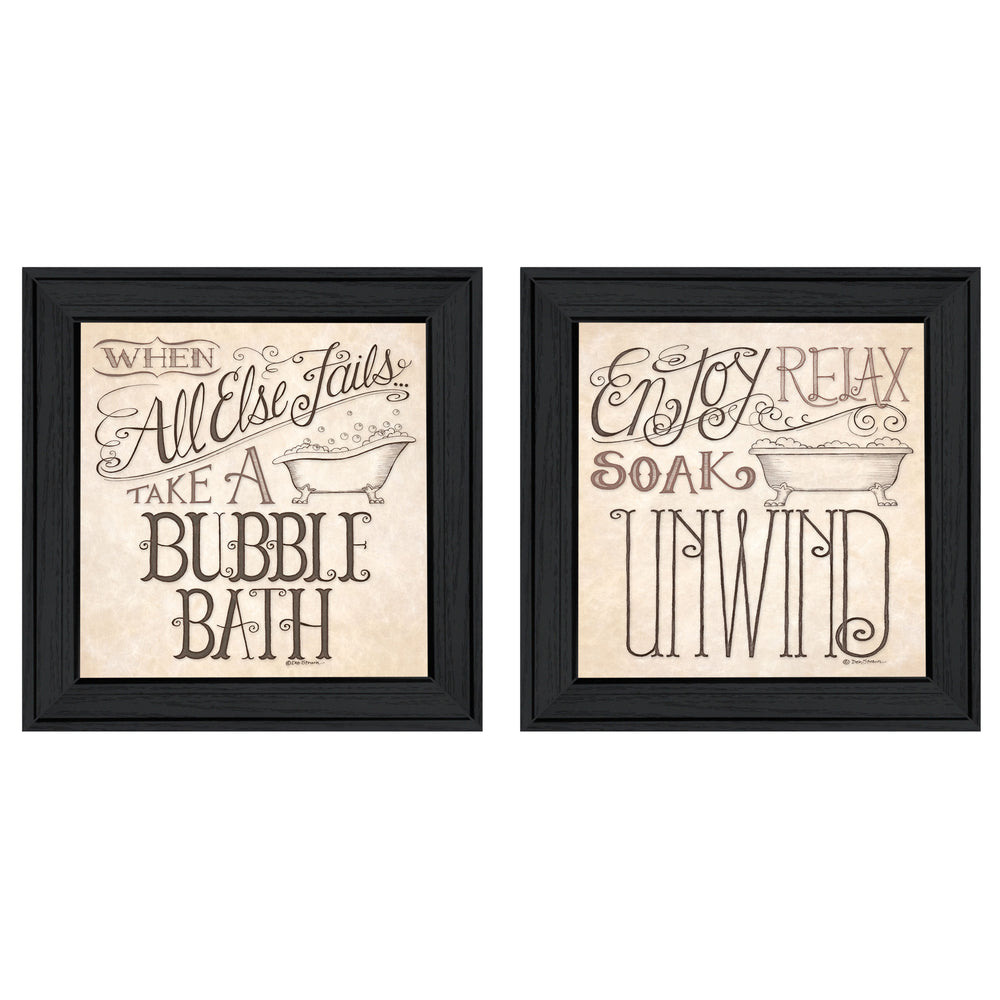 English Elm "soak & Unwind" Deb Strain 2-piece Framed Canvas Art Set for Spa Inspired Walls B06787812