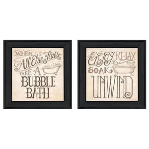English Elm "soak & Unwind" Deb Strain 2-piece Framed Canvas Art Set for Spa Inspired Walls B06787812