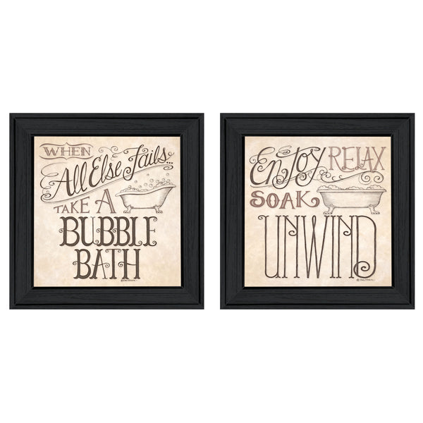 English Elm "soak & Unwind" Deb Strain 2-piece Framed Canvas Art Set for Spa Inspired Walls B06787812