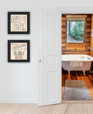 English Elm "soak & Unwind" Deb Strain 2-piece Framed Canvas Art Set for Spa Inspired Walls B06787812