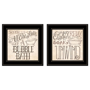 English Elm "soak & Unwind" Deb Strain 2-piece Canvas Art Set with Matte Black Wood Frame B06787127