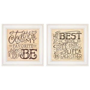 English Elm "together / Each Other" Deb Strain Framed Art Prints White Farmhouse Wall Decor Set B06787128