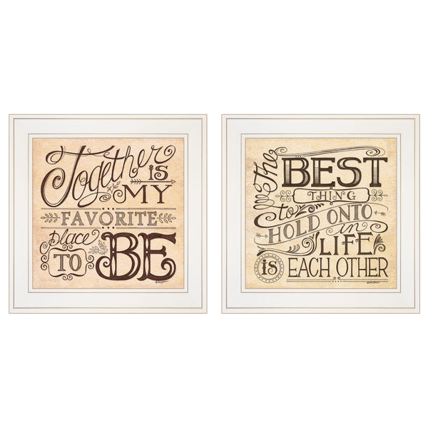 English Elm "together / Each Other" Deb Strain Framed Art Prints White Farmhouse Wall Decor Set B06787128