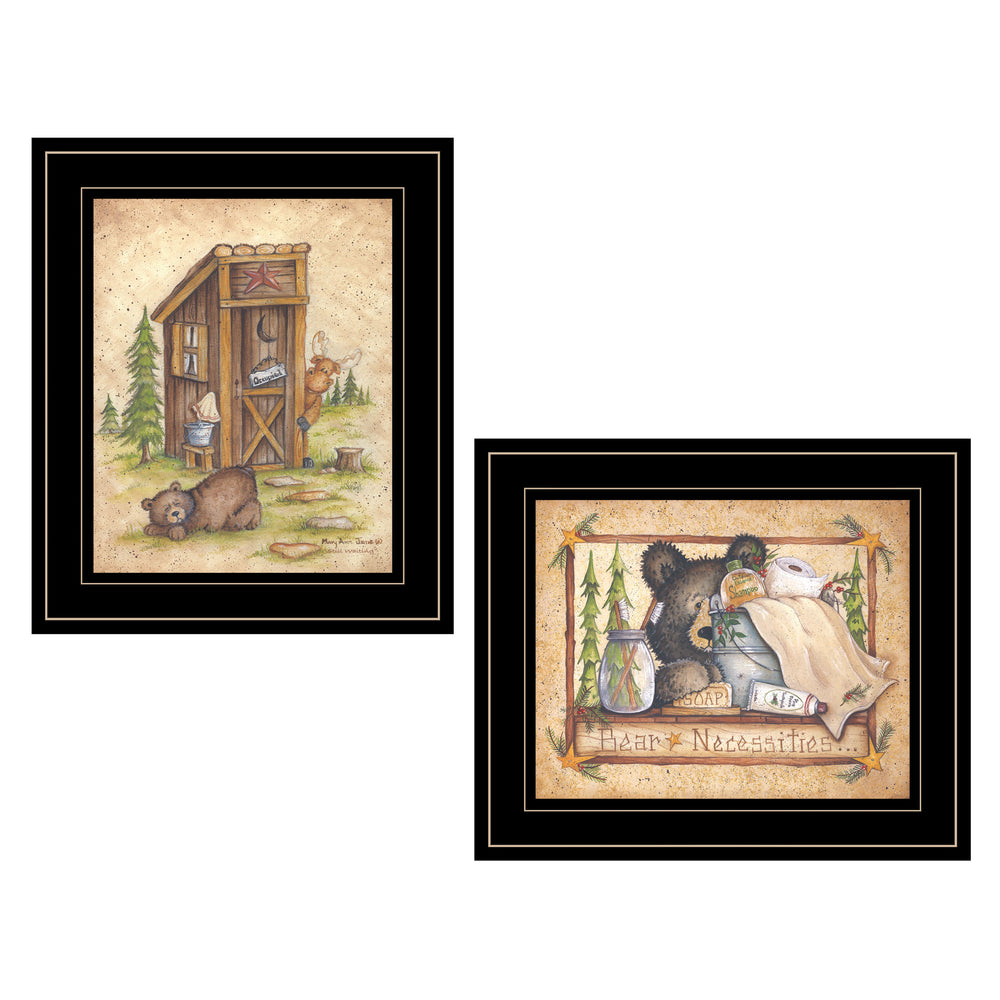 English Elm "bear" Mary Ann June Two Panel Framed Canvas Art for Nature Inspired Wall Decor B06787137