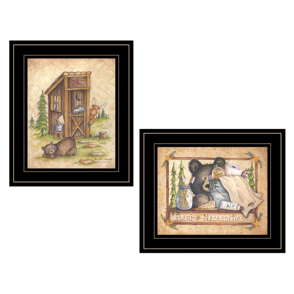 English Elm "bear" Mary Ann June Two Panel Framed Canvas Art for Nature Inspired Wall Decor B06787137