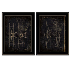 English Elm "airplane Patent Art Two Piece Framed Set Aviation Prints for Home Office Gallery Wall B06787164