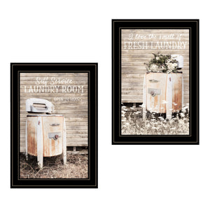 English Elm Trendy Decor 4u Billy Jacobs Farmhouse Laundry Room Two Piece Framed Canvas Wall Art B06787197