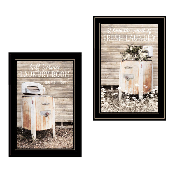 English Elm Trendy Decor 4u Billy Jacobs Farmhouse Laundry Room Two Piece Framed Canvas Wall Art B06787197